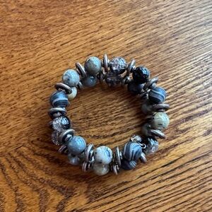 Chic Stone Beaded Bracelet with Silver Accents